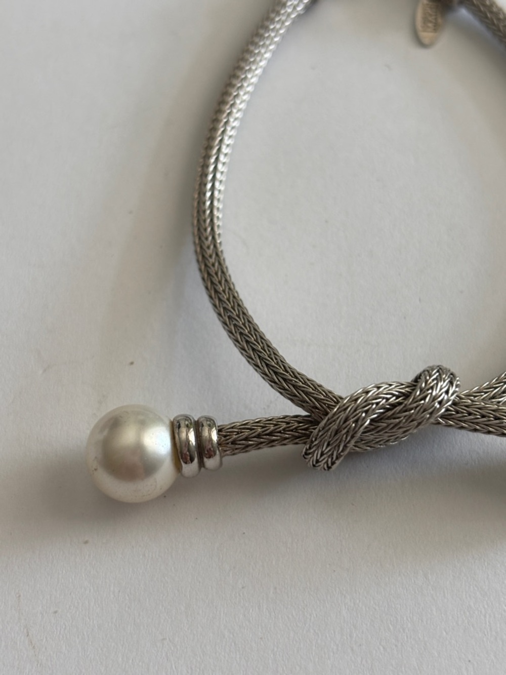 Roberto magi Italy  Sterling silver  Knot Bracelet with Pearl End Caps - Picture 2 of 3